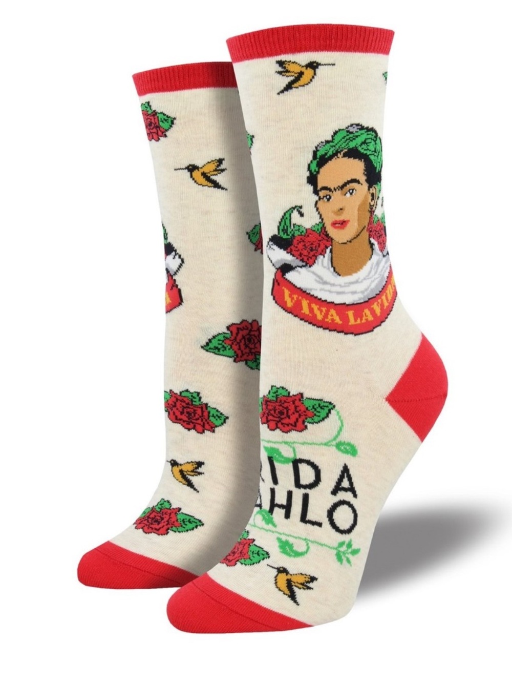 NWT Socksmith Frida Kahlo Women's Socks Novelty Crew Socks "Viva La Frida"